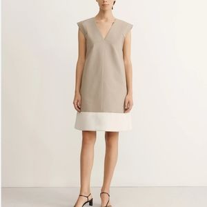 COS | Beige and White V-Neck A-line Dress | 10